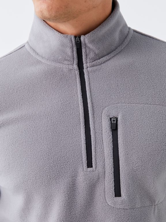 Stand Up Collar Long Sleeve Fleece Men's Sweatshirt