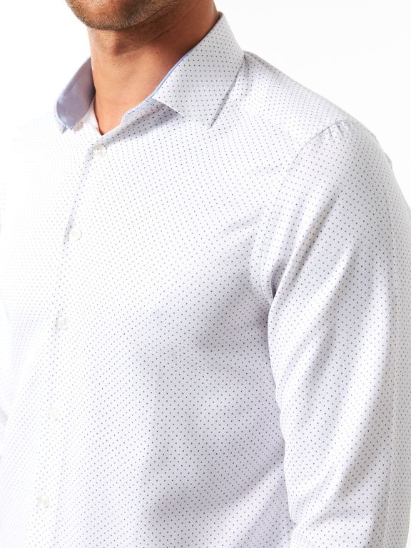 Slim Fit Long Sleeve Patterned Dobby Weave Men's Shirt