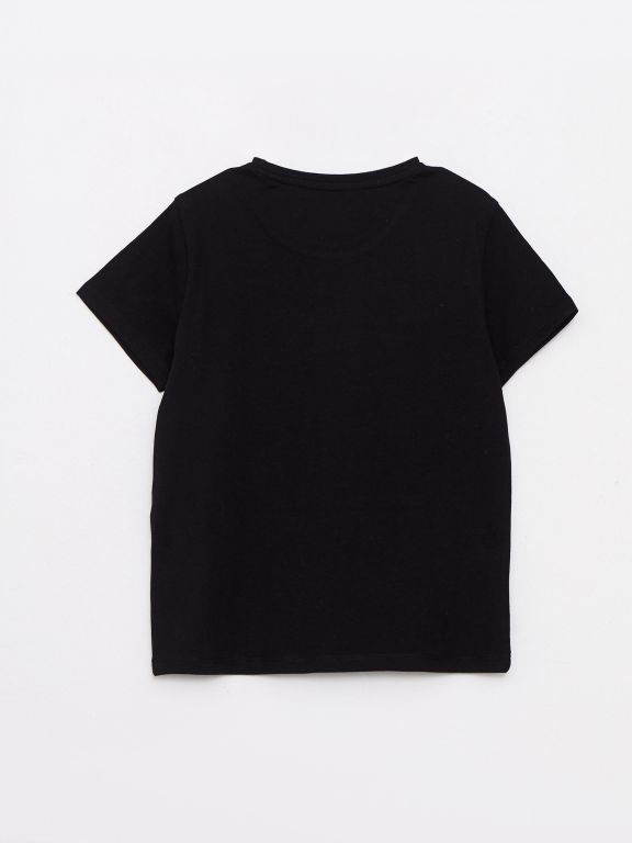 Crew Neck Printed Short Sleeve Girl T-shirt