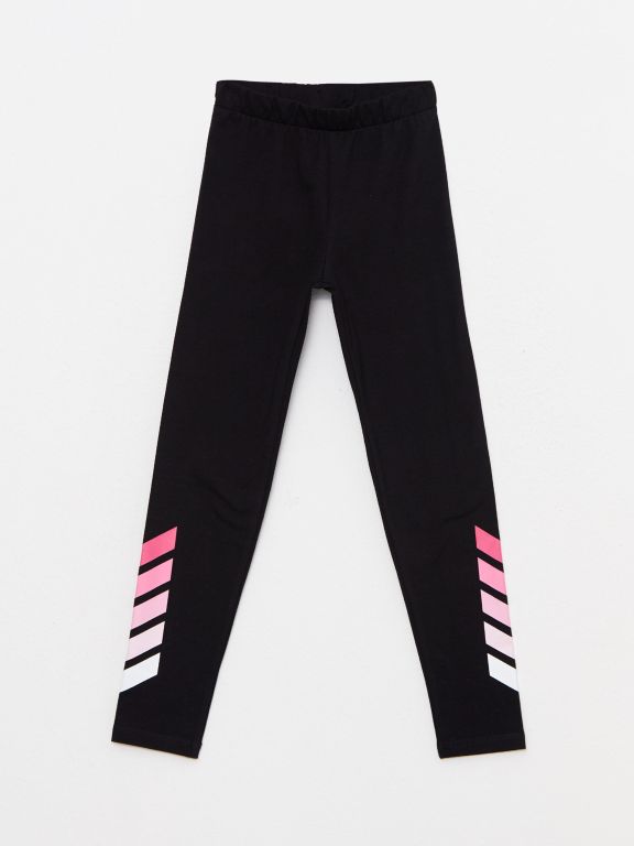 Elastic Waist Striped Cotton Girls Long Tights