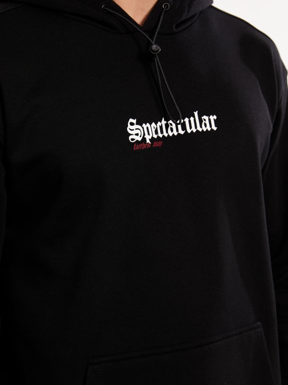 Oversize Hooded Long Sleeve Printed Men's Hoodie