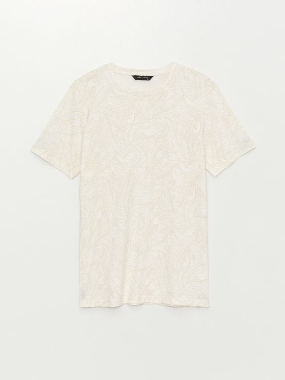 Crew Neck Short Sleeve Patterned Combed Cotton Men's T-Shirt