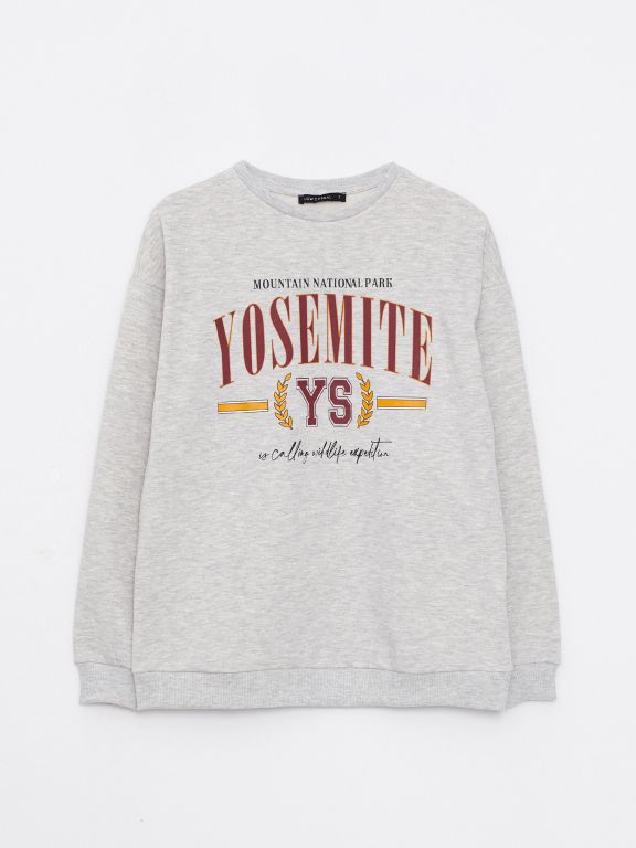 Crew Neck Printed Long Sleeve Women's Sweatshirt
