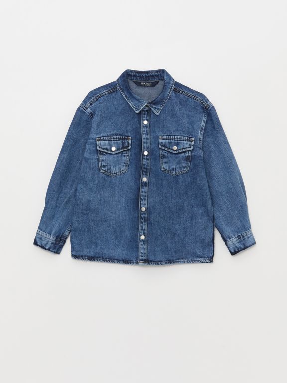 Basic Long Sleeve Boy Jean Shirt
