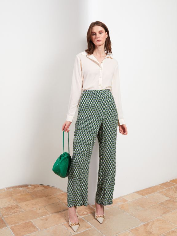 Patterned Viscose Women's Trousers