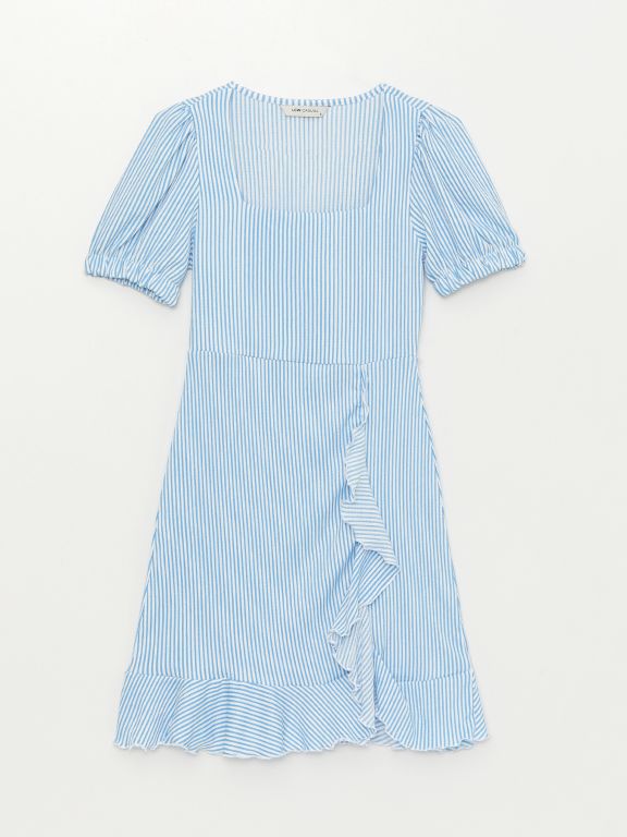 Square Collar Polka Dot Short Sleeve Women's Dress