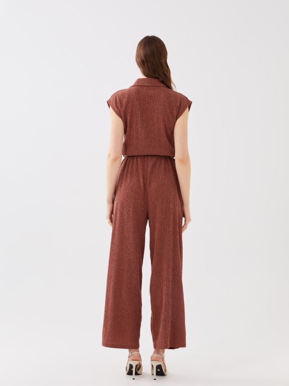 Women's Double Breasted Collar Straight Jumpsuit