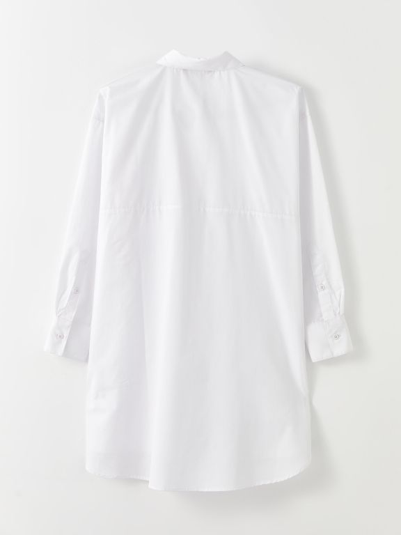 Shirt Collar Straight Long Sleeve Poplin Women's Tunic