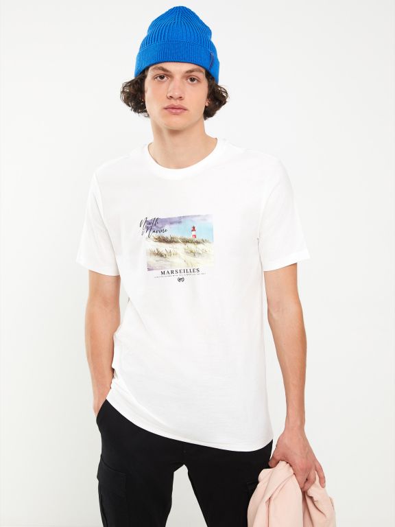 Crew Neck Short Sleeve Printed Men's T-shirt