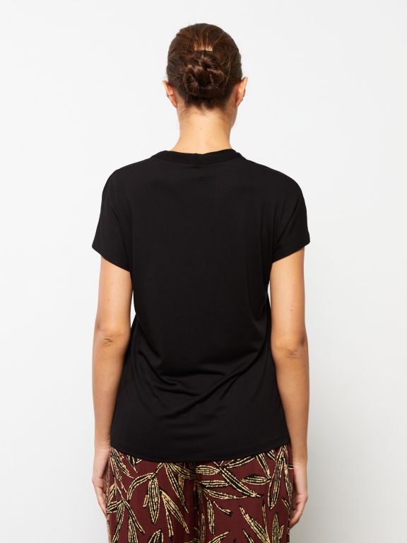 V Neck Straight Short Sleeve Women Blouse