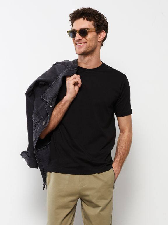 Crew Neck Short Sleeve Combed Cotton Men's T-shirt