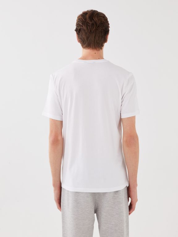 Crew Neck Short Sleeve Printed Combed Cotton Men's T-shirt