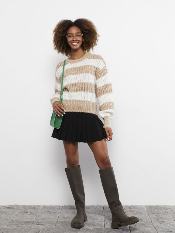 Crew Neck Long Sleeve Women's Tricot Sweater