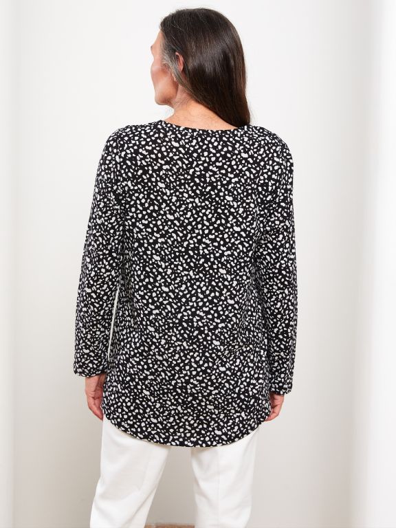 Crew Neck Patterned Long Sleeve Women's T-shirt