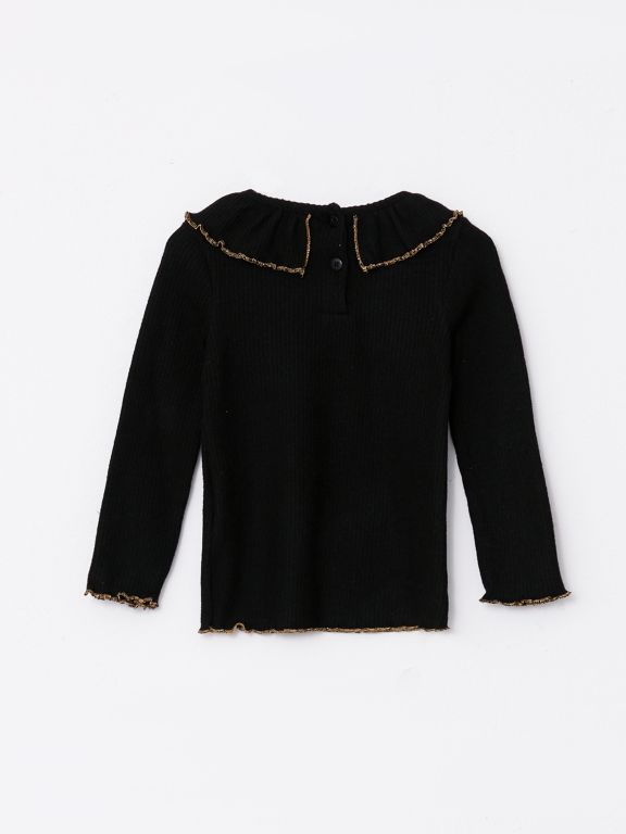 Crew Neck Long Sleeve Basic Baby Girl T-shirt