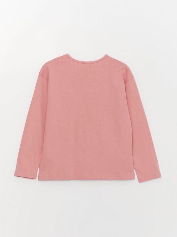 Crew Neck Printed Long Sleeve Girl T-shirt