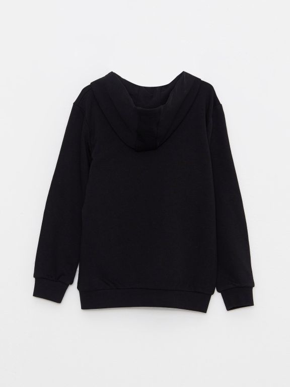 Hooded Basic Long Sleeve Boy Zippered Sweatshirt