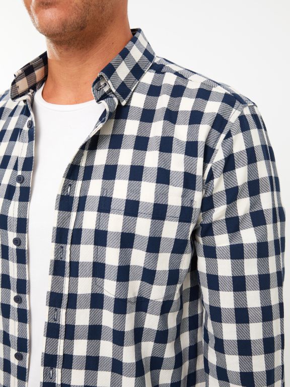 Regular Fit Long Sleeve Plaid Men's Shirt