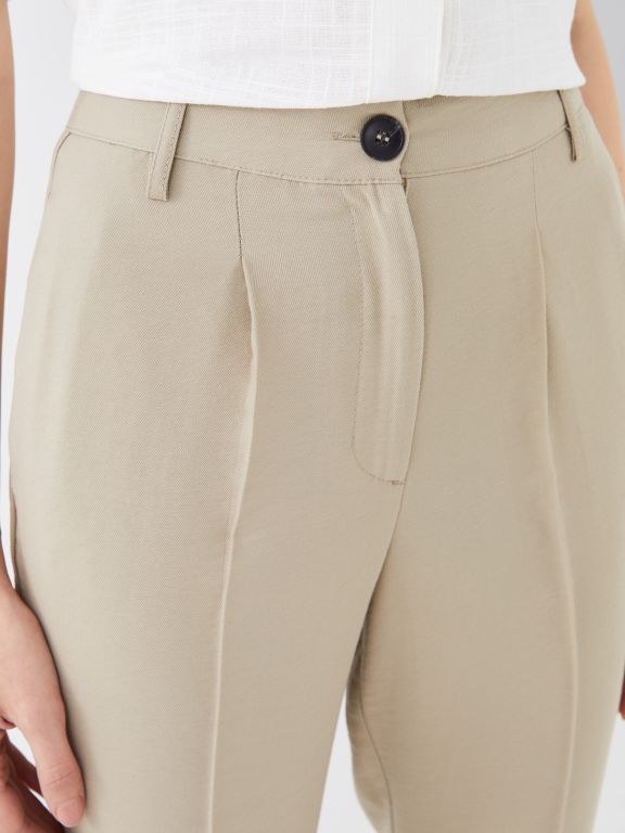 Women's High-Waisted Carrot Cut Plain Pants
