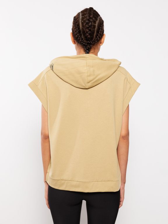 Hooded Printed Short Sleeve Women's T-shirt
