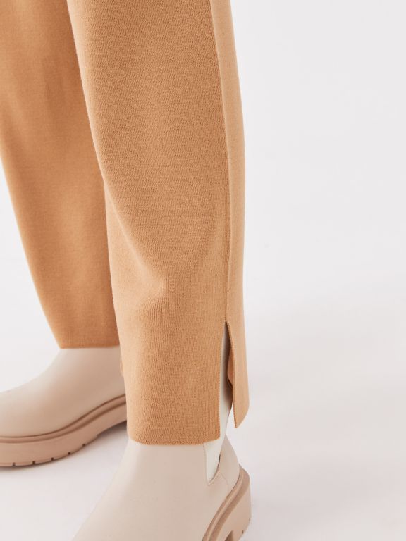 Elastic Waist Regular Bell-Bottoms Women's Tricot Trousers