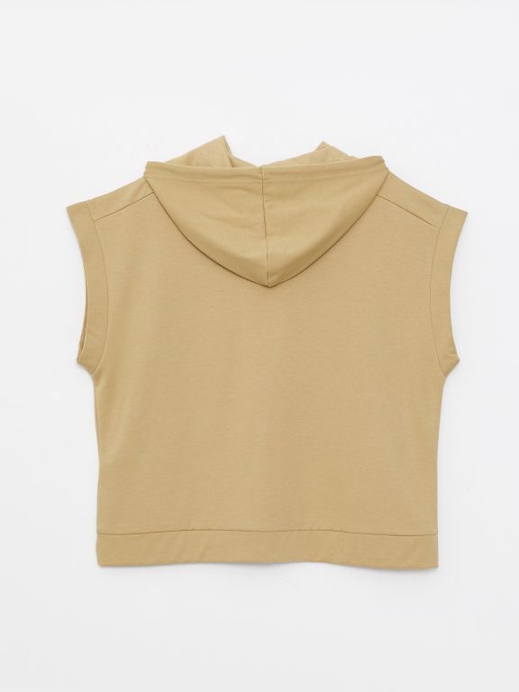 Hooded Printed Short Sleeve Women's T-shirt