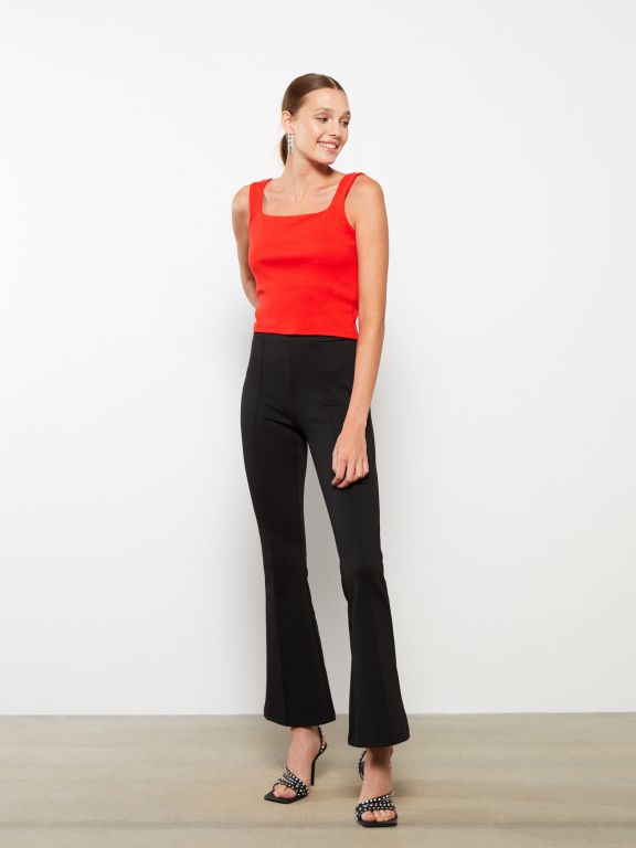 Normal Waist Tight Fit Flared Women's Trousers