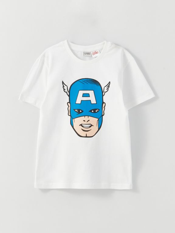 Crew Neck Marvel Printed Short Sleeve Boy T-Shirt 2-Pack