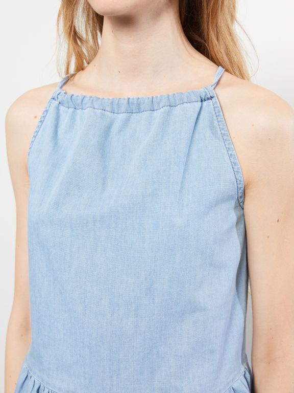 Halter Neck Straight Strap A-Line Women's Rodeo Jean Dress