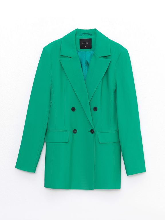 Women's Straight Long Sleeve Gabardine Blazer Jacket