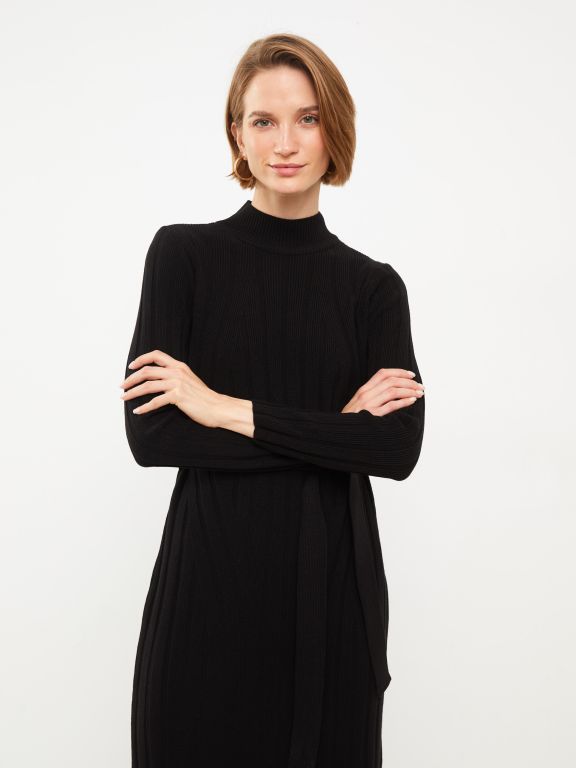 Half Turtleneck Regular Long Sleeve Women's Tricot Dress