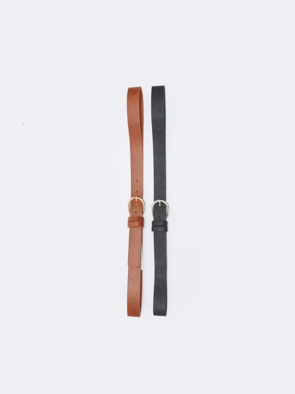 Leather Look Women Belt 2 Pieces