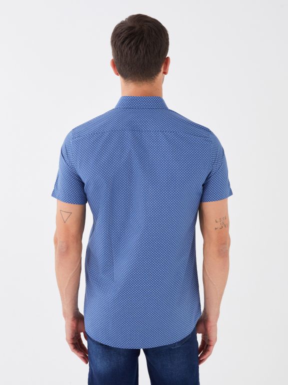 lim Fit Short Sleeve Patterned Men's Shirt