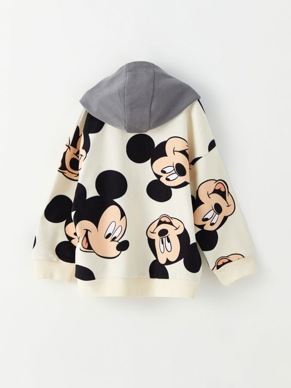 Hooded Long Sleeve Mickey Mouse Printed Baby Boy Zippered Sweatshirt