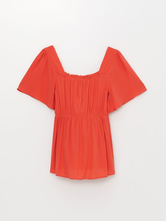 Square Neck Straight Short Sleeve Maternity Blouse