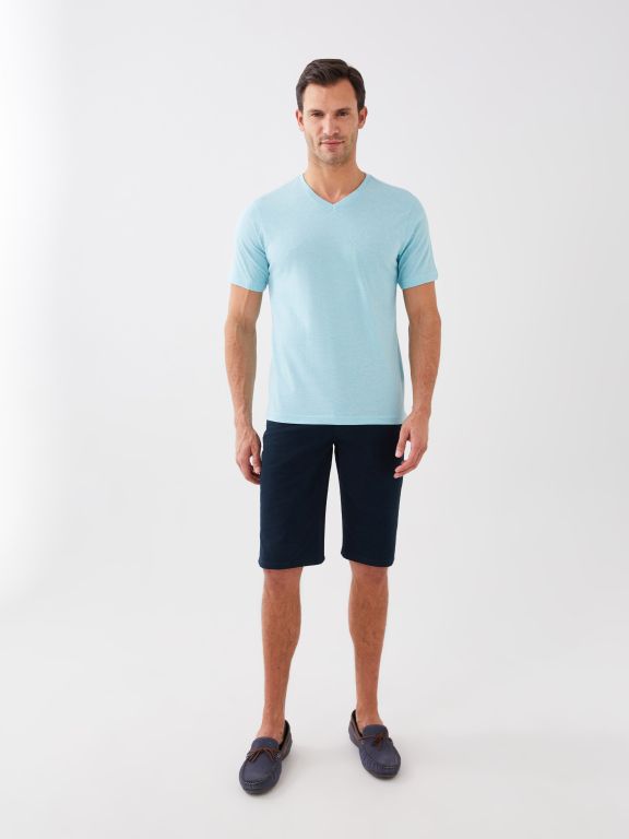 V Neck Short Sleeve Combed Cotton Men's T-shirt