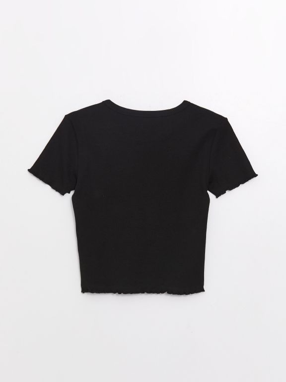 Crew Neck Printed Short Sleeve Women's Crop