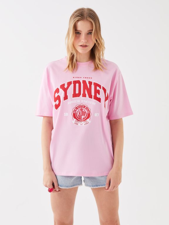Crew Neck Printed Short Sleeve Oversized T-Shirt