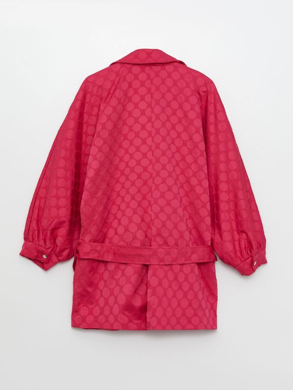 Self Patterned Balloon Sleeve Gabardine Women's Jacket