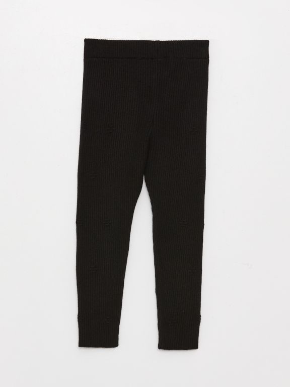 Soft Textured Baby Girl Knitwear Tights with Elastic Waist