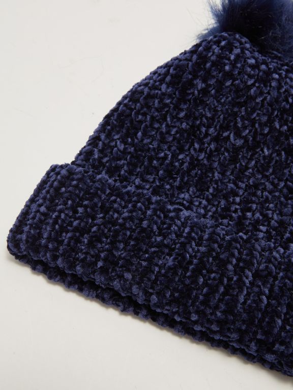 Girl's Pompom Chenille Beanie