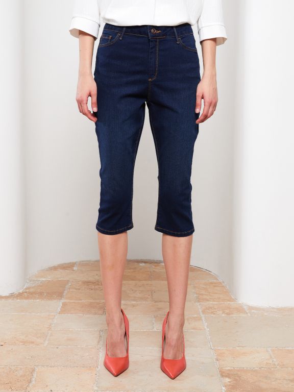 Slim Fit Straight Pocket Detailed Women's Rodeo Jean Capri