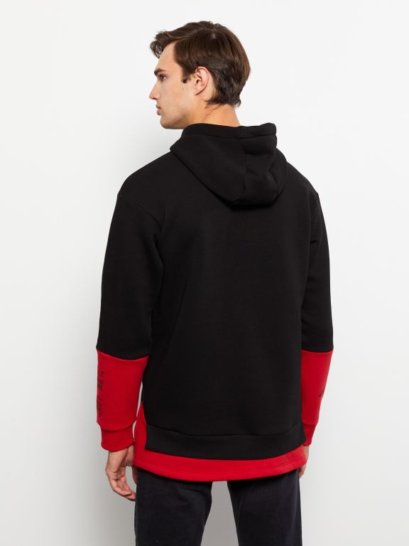 Oversize Hooded Long Sleeve Color Block Men's Hoodie