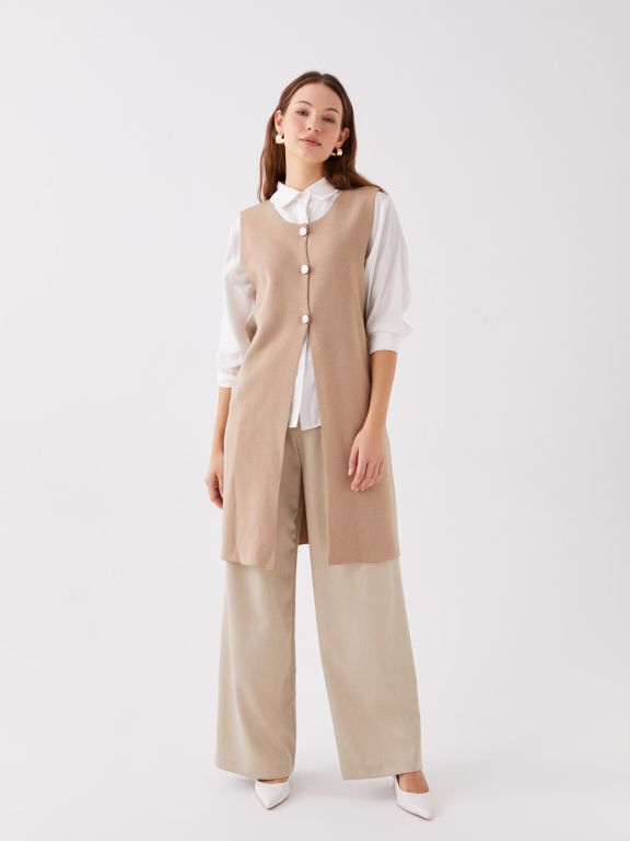 Women's Crew Neck Regular Tricot Vest