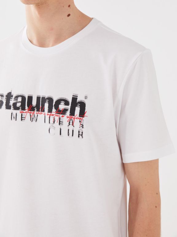 Crew Neck Short Sleeve Printed Combed Cotton Men's T-shirt
