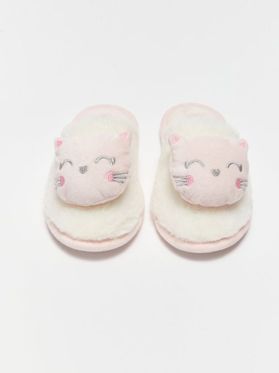 Printed Plush Girls' Indoor Slippers