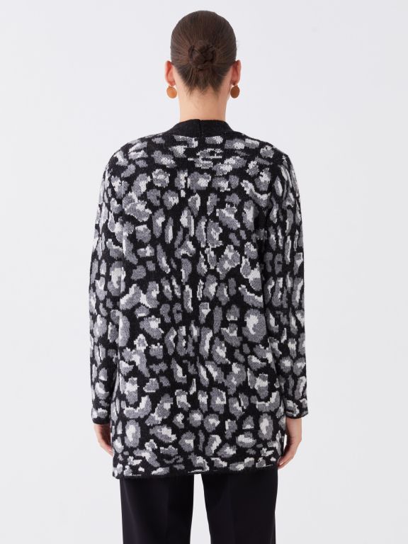 Shawl Collar Patterned Long Sleeve Oversize Women's Knitwear Cardigan