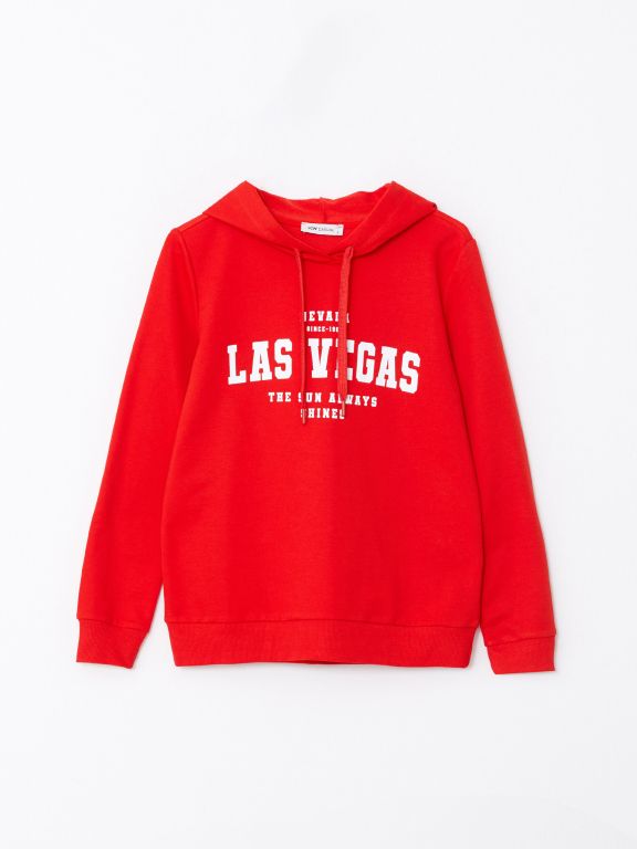 Hooded Printed Long Sleeve Women's Sweatshirt