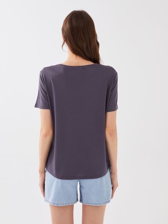 Women's Crew Neck Printed Short Sleeve T-Shirt