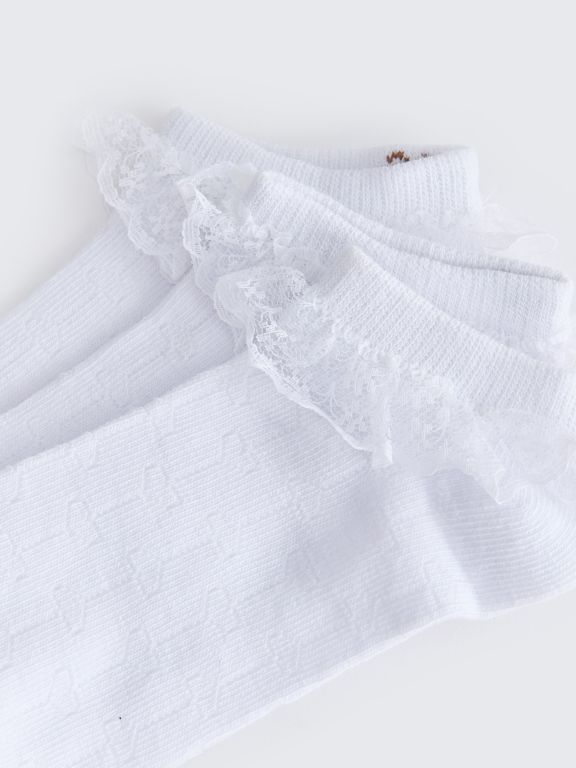Self-Patterned Girl's Ballet Socks 3 Pieces